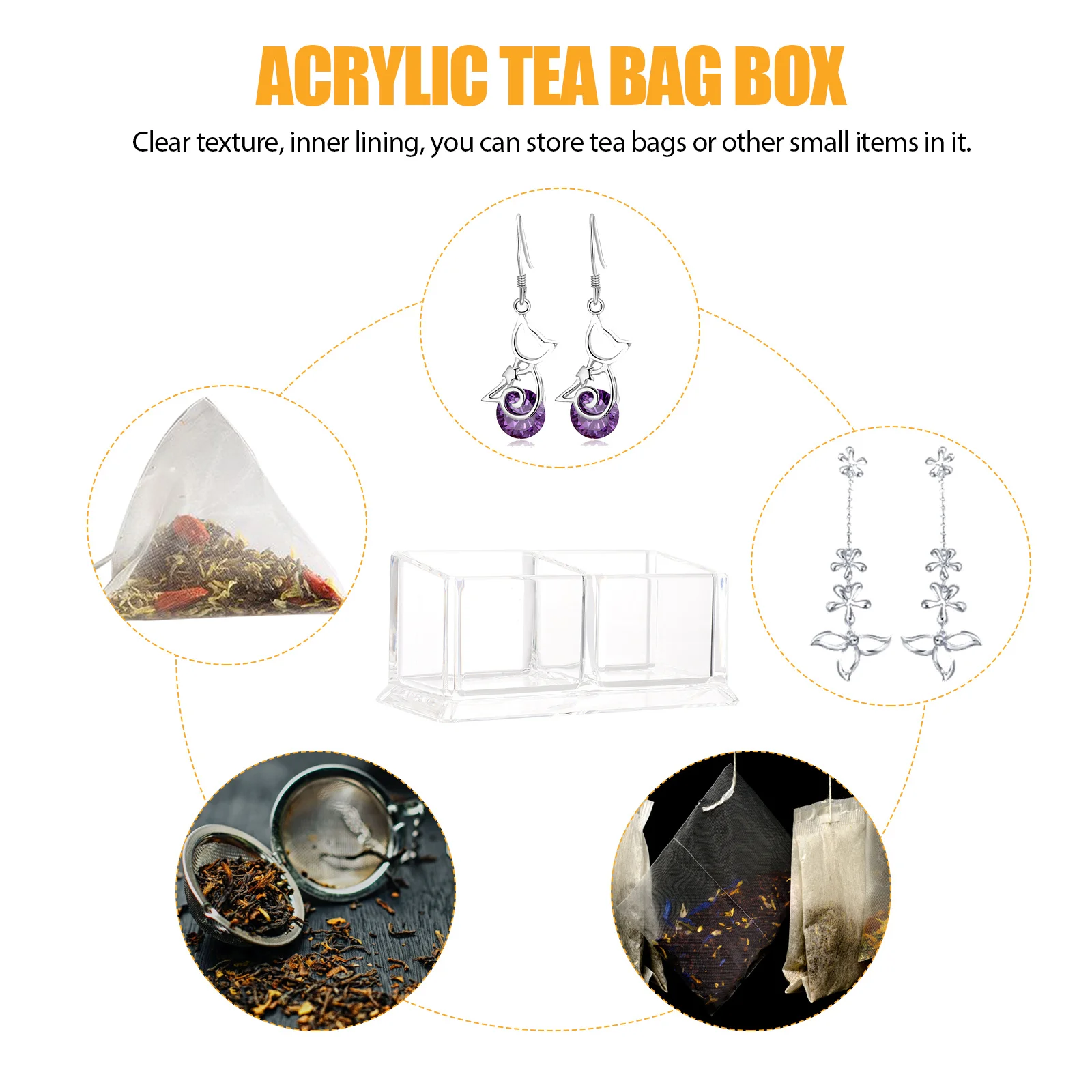 

Acrylic Tea Holder Storage Box for Sugar Coffee Candy Snacks Sugar Bag Storage Box Home Hotel Stylish Container