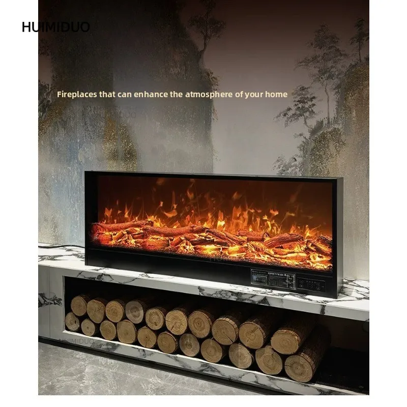 Glass Electronic Fireplace Core Embedded Ultra-thin Electronic Home Decoration Living Room Simulation Fake Heating Flame Light