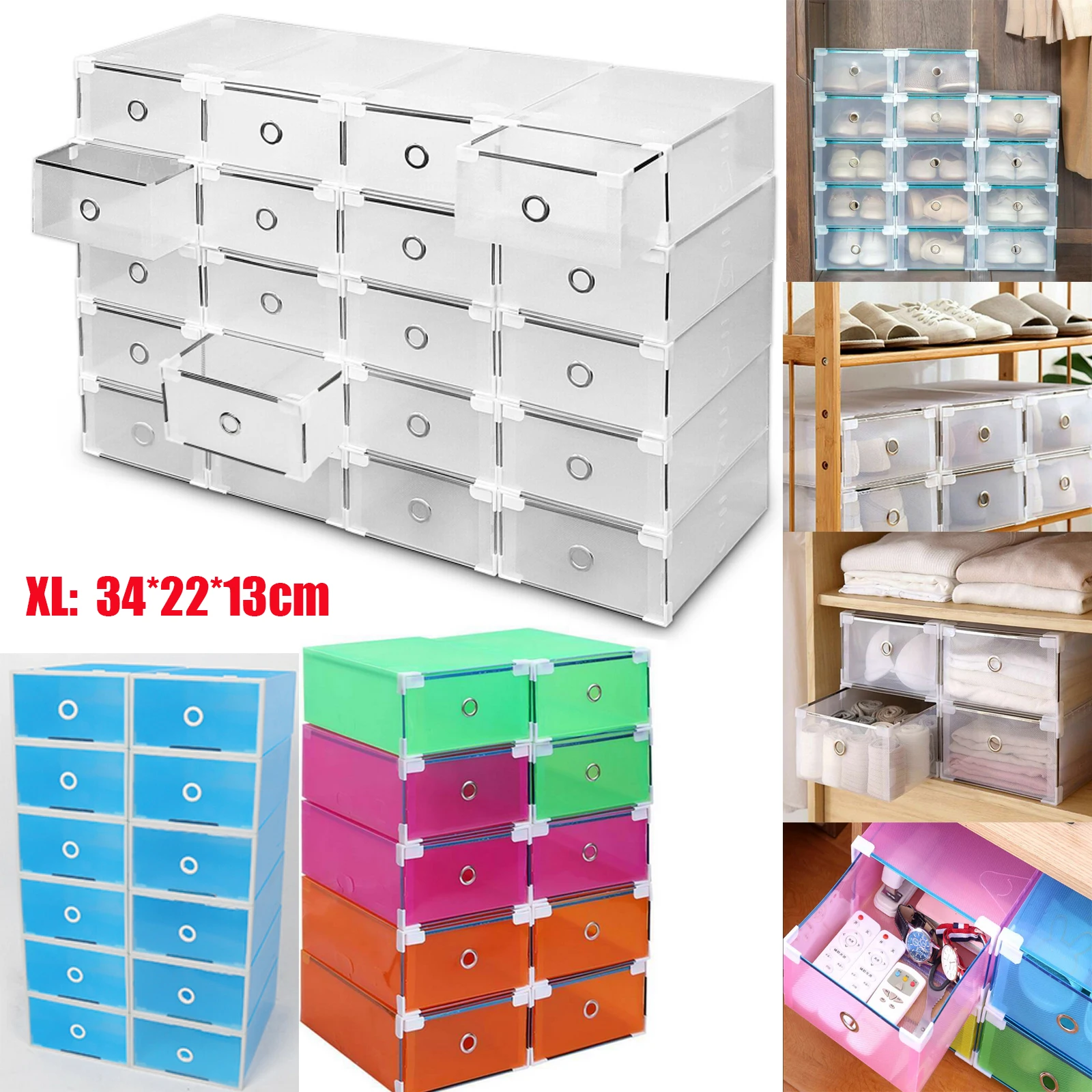 

10 Dust-Proof Shoe Boxes Thickened Drawer Type Storage Organizer for Women Shoes Belts Scarves Socks Accessories Shoe