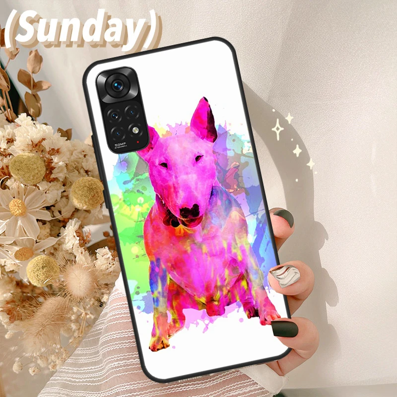 Bullterrier Bull Terrier Dog Case For Redmi Note 11 10 8 9 12 Pro Plus Note 12S 11S 10S 9S Cover For Redmi 12C 9C 10C 10A