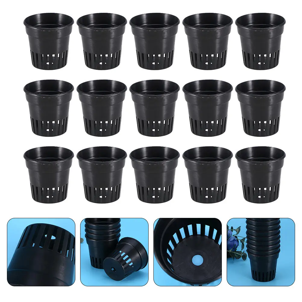 15Pcs Heavy Duty Plastic Plant Net Cups for Hydroponics with Drainage Holes Root Pruning Slotted Nursery Pots Garden Containers