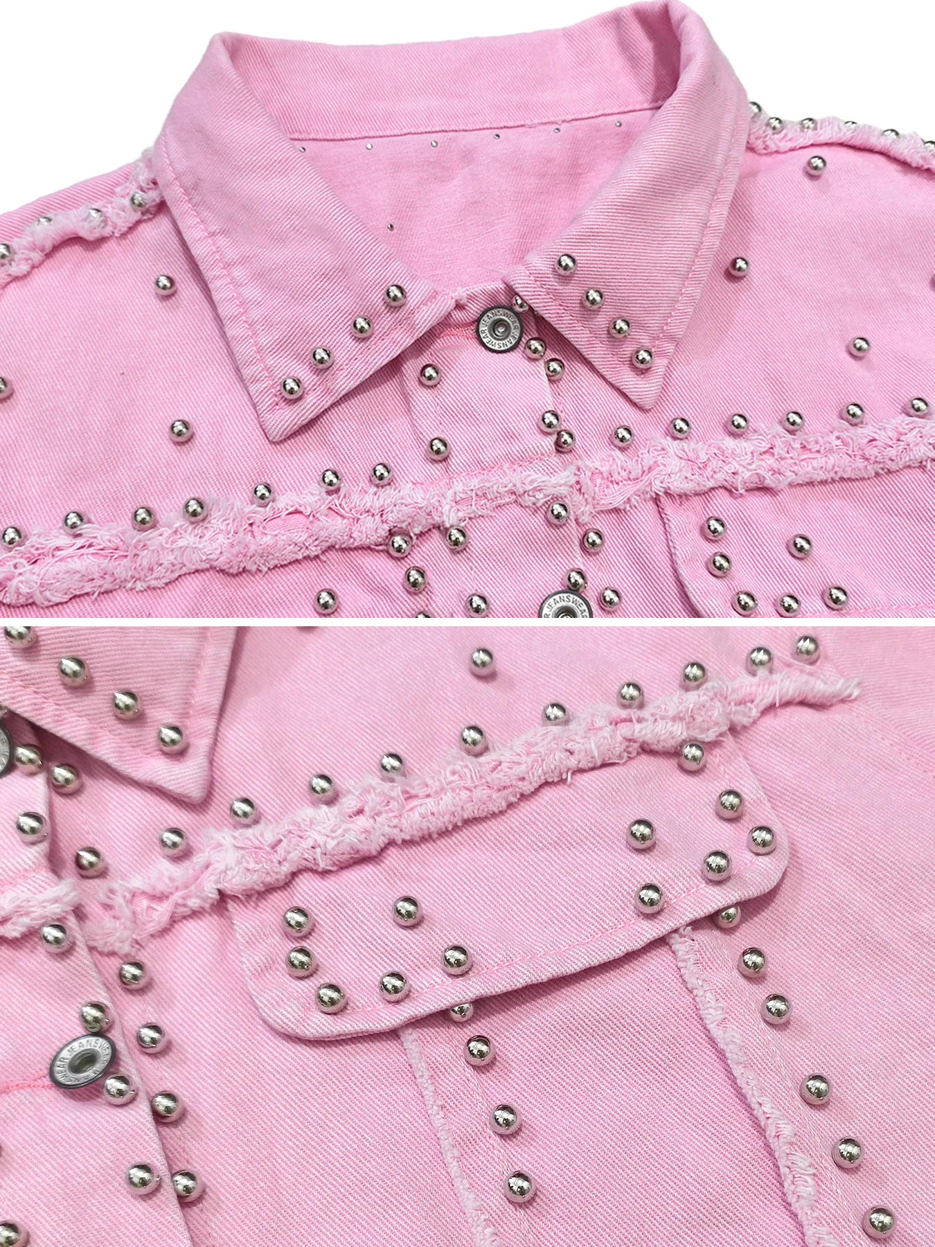 プラスサイズ レディース ルーズ ロカビリー デニムジャケット スタッズ付き ウォッシュドスタイル レディース オーバーサイズ ジーンズジャケット