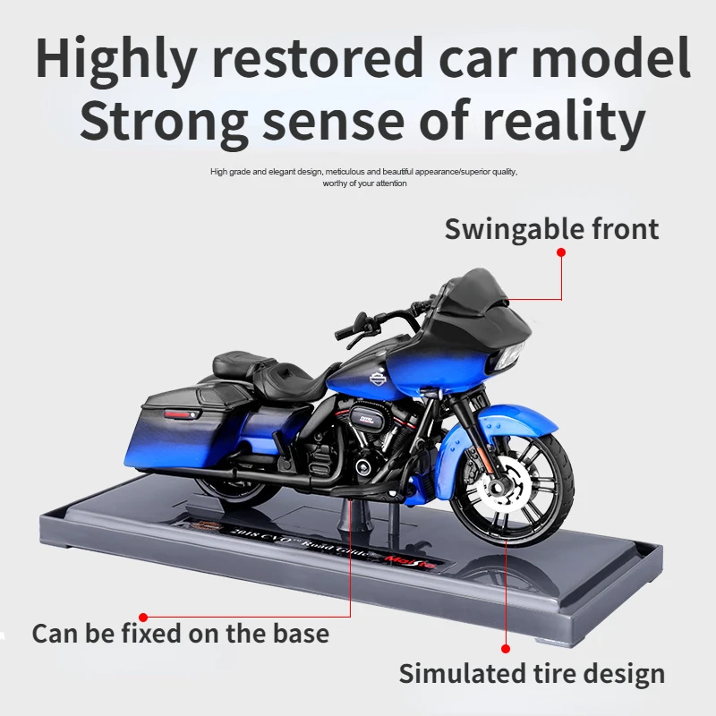 Butik asli MaiSto 1:18 Harley CVO terobosan besar musim semi paduan mainan motor mobil Model logam mainan Diecast hadiah anak laki-laki