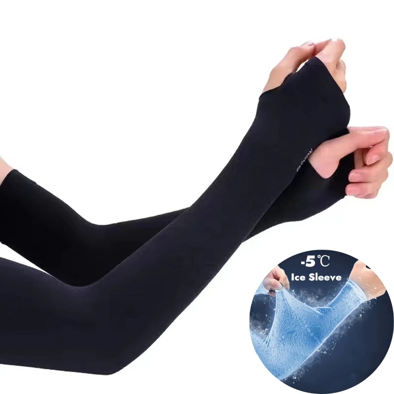 1 par de mangas de seda helada de verano, funda deportiva, protección solar, cubierta de mano, guantes refrescantes para pesca, senderismo y ciclismo