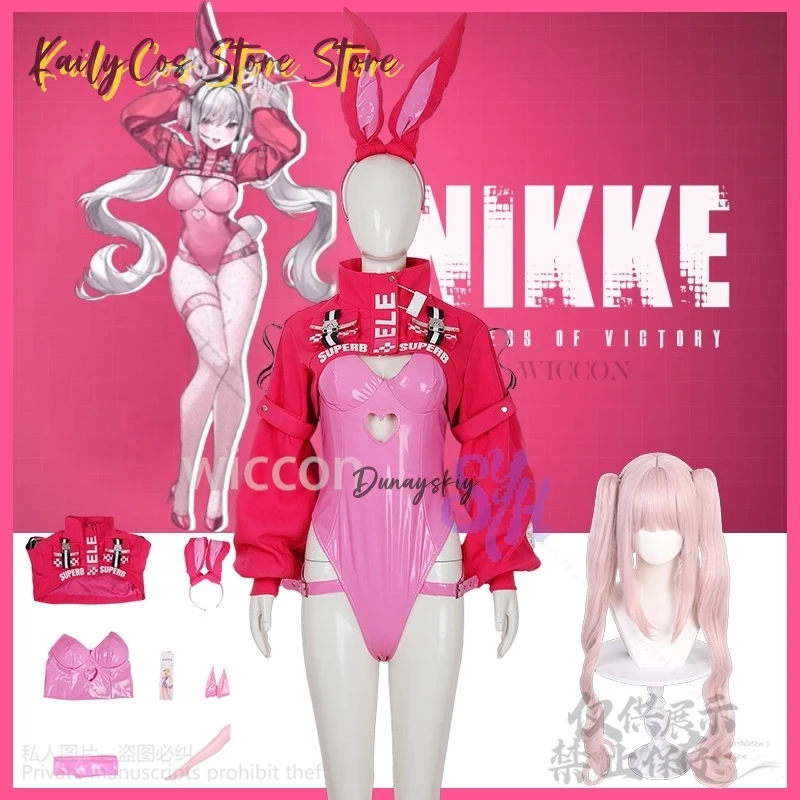 

Jirai Kei Girls Cute Anime Game NIKKE Cosplay Aliccee Costume Fan Art Original Uniform Hot Pink Bunny Girls Sexy Lovely Jumpsuit
