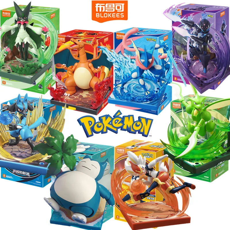 

Blokees Pokemon Snorlax Lucario Cinderace Scyther Ceruledge Greninja Meowscarada Charizard Anime Doll Building Blocks Toy Gifts