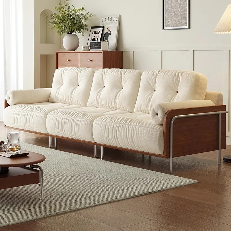

Fleece sofa living room small apartment Bauhaus style straight row clouds removable and washable fabric sofa