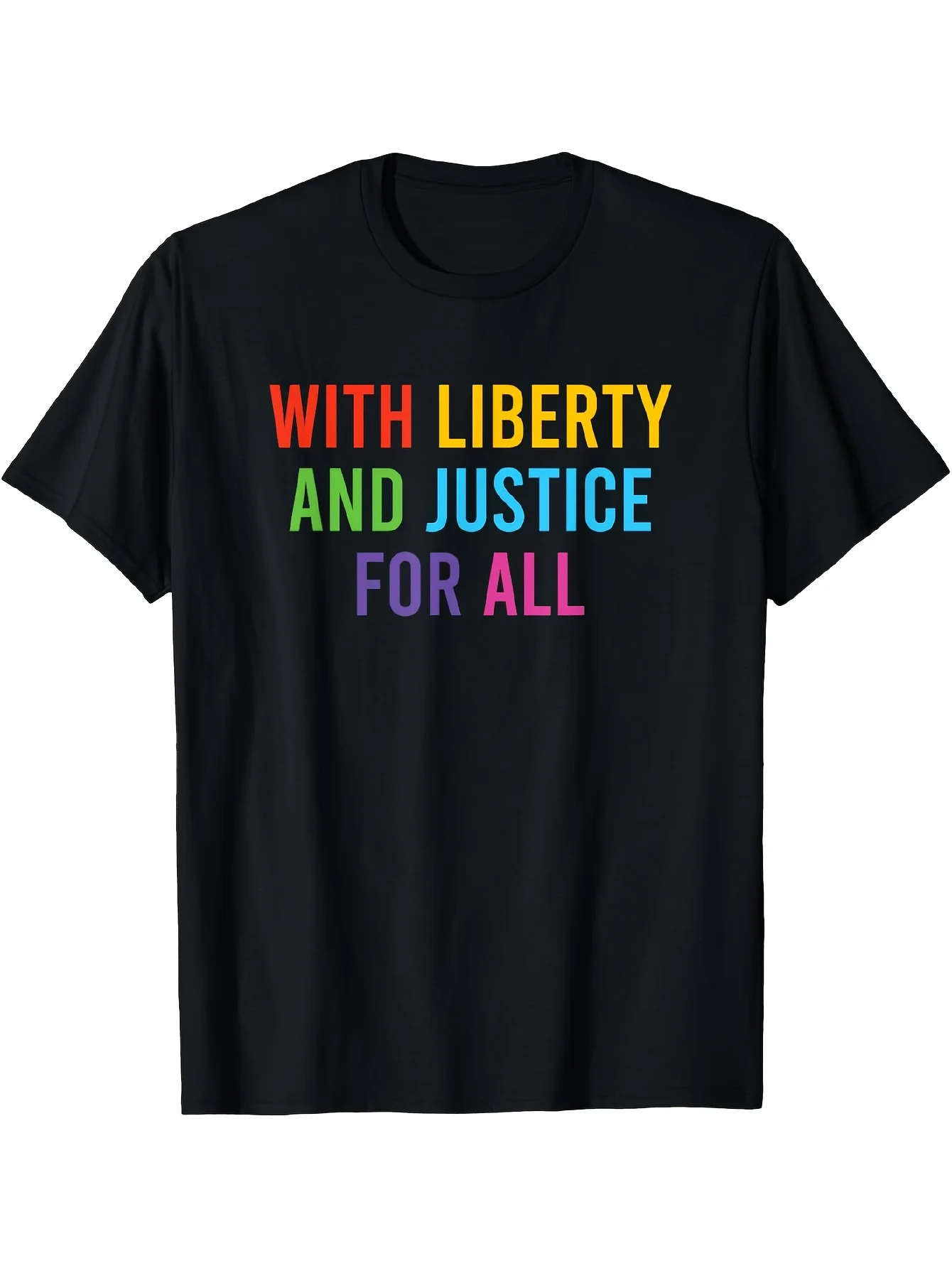 Men'S Equality T-Shirt with a Patriotic Theme - Features a Print of Liberty And Justice for Everyone, Black Casual Crew Neck Tee, Made from High-Stretch Fabric for Year-Round Comfort