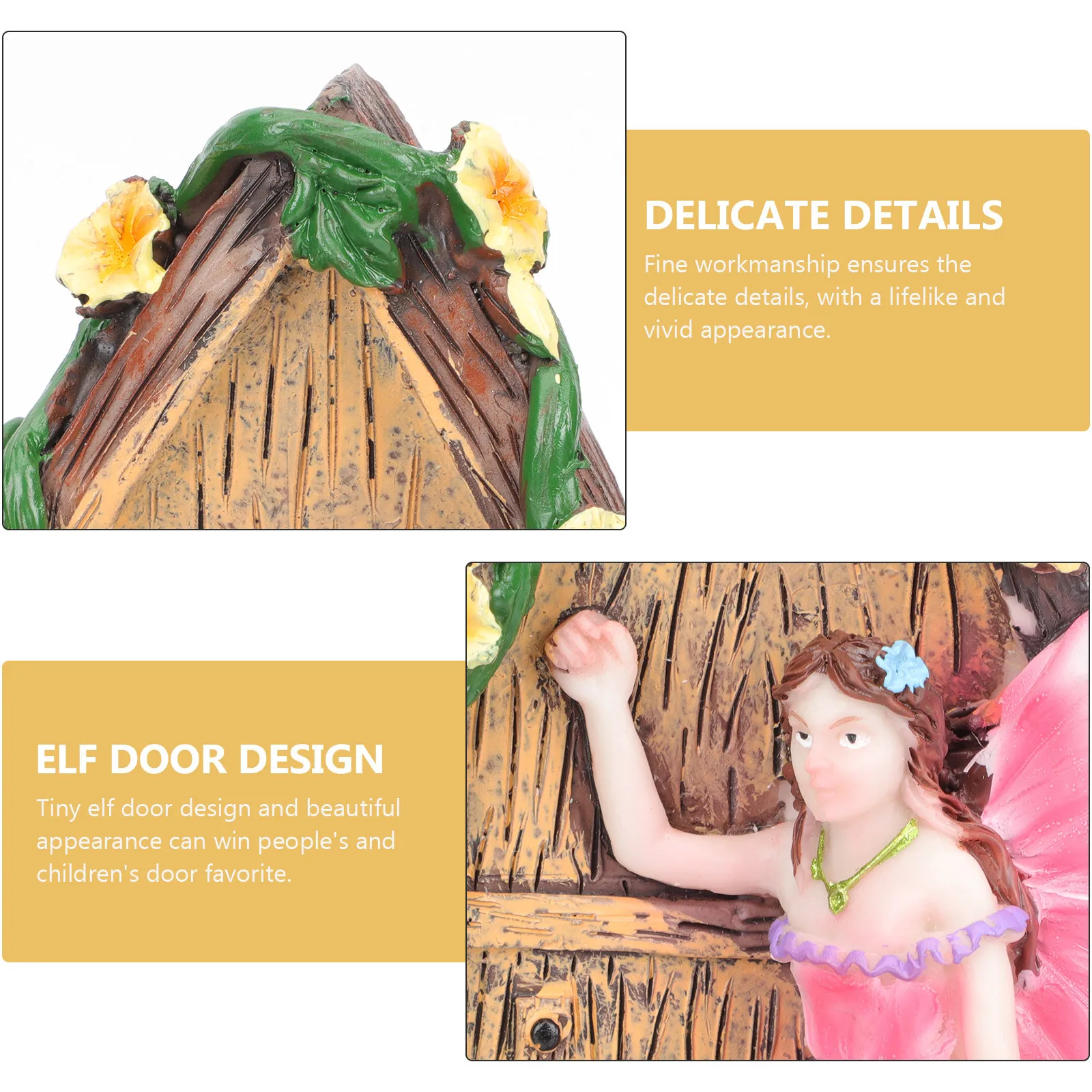 

Fairy Door Decoration Resin Made Mini Statue with Delicate Craftsmanship Tiny Door for Garden Tree Stump Enchanting Home Decor