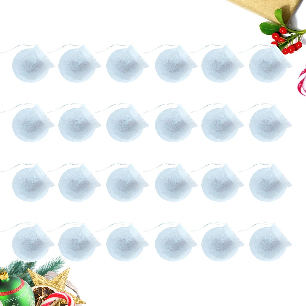 

100Pcs Disposable Empty Tea Bag Drawstring Filter Paper Bags for Loose Leaf Tea Powder Herbal Spice 75Mm White