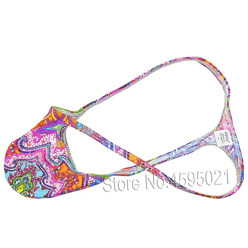 Men's Thong Sexy Underwear Enhancing Pouch Male G-string Mini Bikini Brief Lingerie Low-waist Slip Printed Beach Tangas Sunbathe