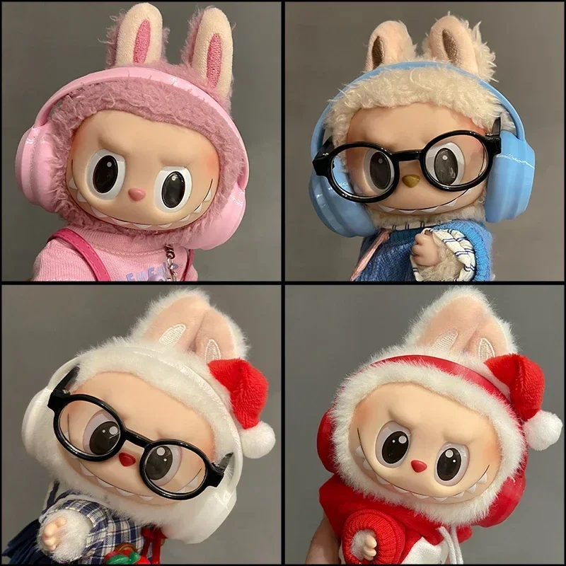 For Labubu 17cm Macaron Color Cotton Doll Earphone Accessories 10cm Fashion Earphones Cute Doll Earphones