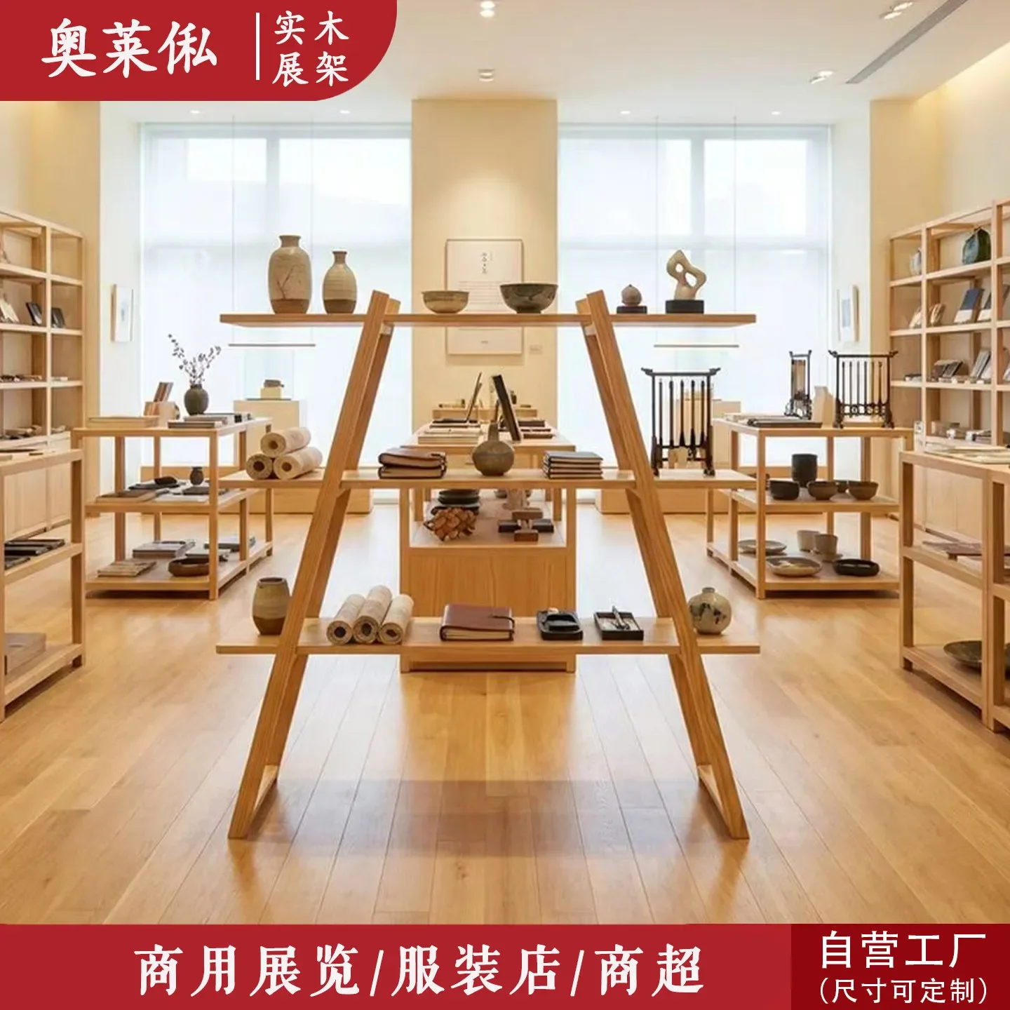 Multi-layer Nakajima Display Stand Solid Wood Exhibition  Stand Bag  Art Exhibition Commercial