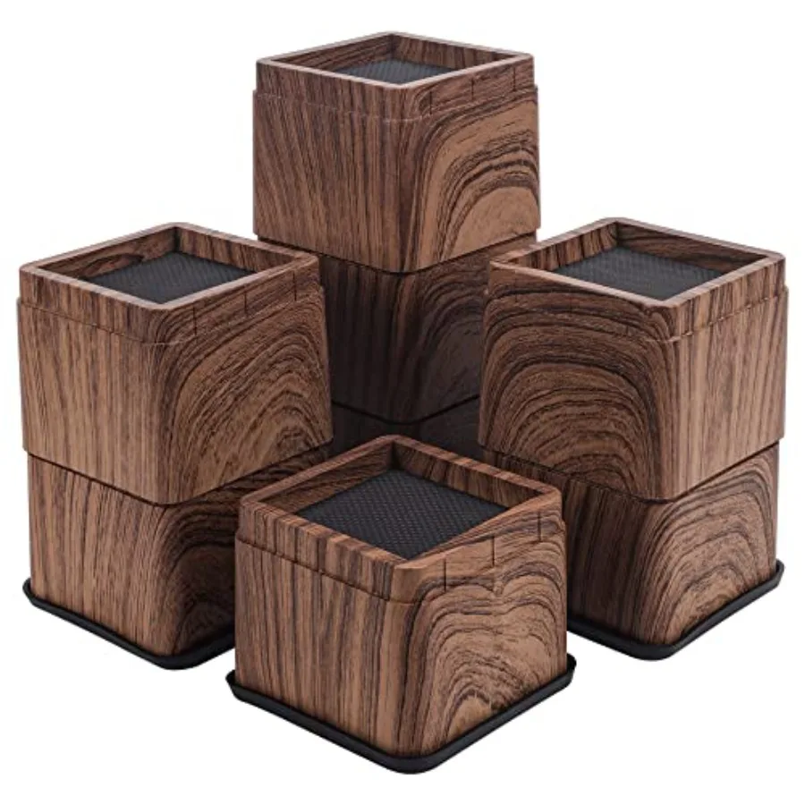 BTSD-home Wood Bed Risers Furniture Risers Bed Frame Lifters in Heights of or 6 Heavy Duty Set of 8 Square