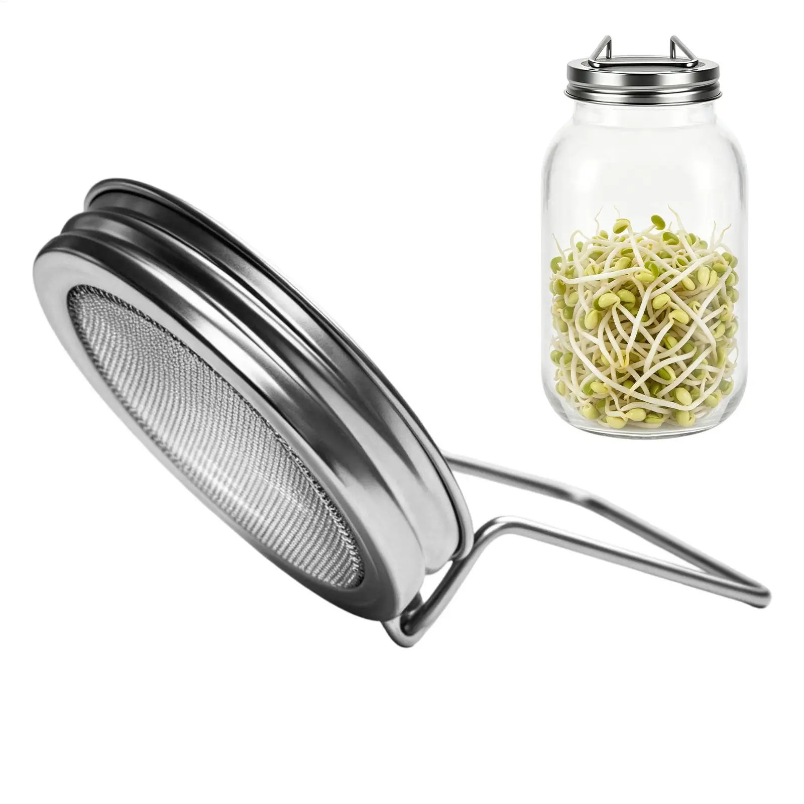 86mm Stainless Steel Mesh Sprouting Jar Drain Lids Food Grade Canning Lid for Alfalfa Broccoli Radish Sunflower Sprouts Home