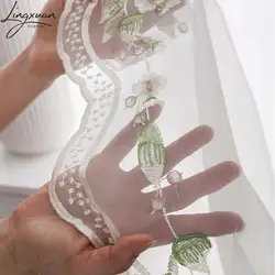 Korean Embroidered Tulle Curtains for Living Room Floral Sheer Voile Curtain For Bedroom Kitchen Window Treatment Blinds Customs