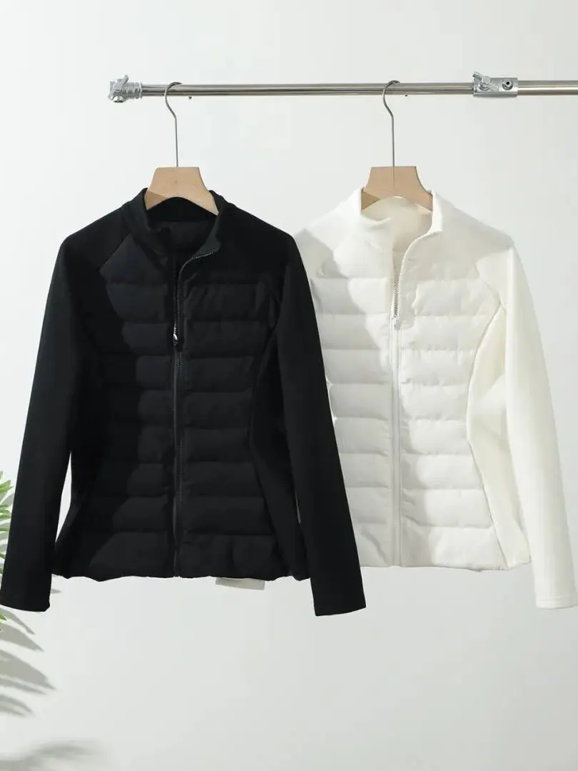 سليم صالح Du down Jaet الوقوف الياقة خفيفة الوزن الدافئة Faionable المرأة الخريف الشتاء القطن الرياضة Sle تصميم ثلاثي الأبعاد