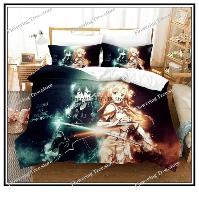 

Anime Sword Art Online Bedding Set 3D Printed Duvet Covers Pillowcases kids Bedclothes Bed Linen Luxury Home Textiles Home Decor