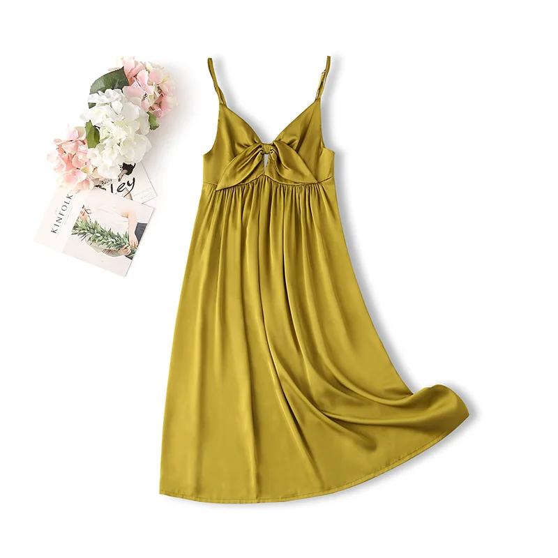 

Sleepdress Summer Lady Sleepwear Homewear Sexy Spaghetti Sling Nightgown Women Rayon Nightdress Dressing Gown Loungewear