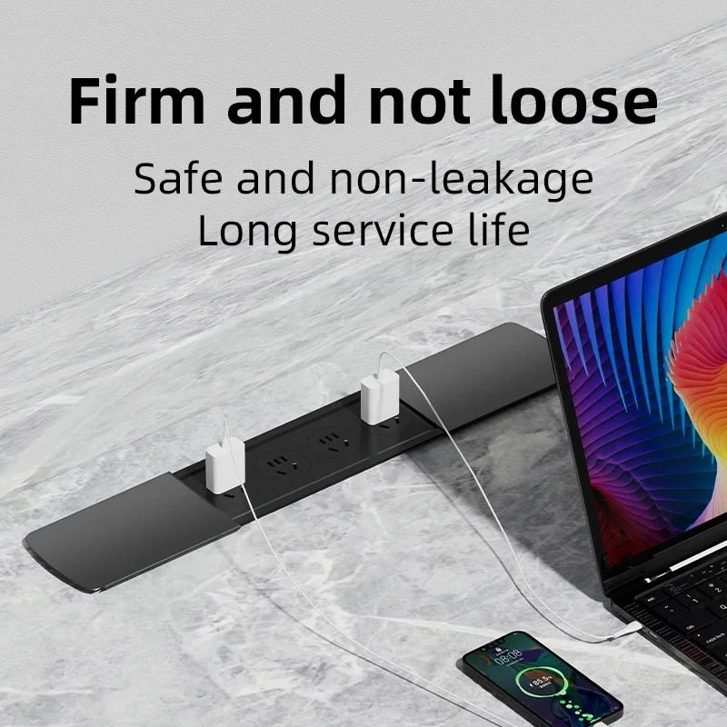 Sliding Desktop Socket UK US Universal Standard Table Plug Adapter，Multi Functional Sockets With USB+Typec, HDMI, Network