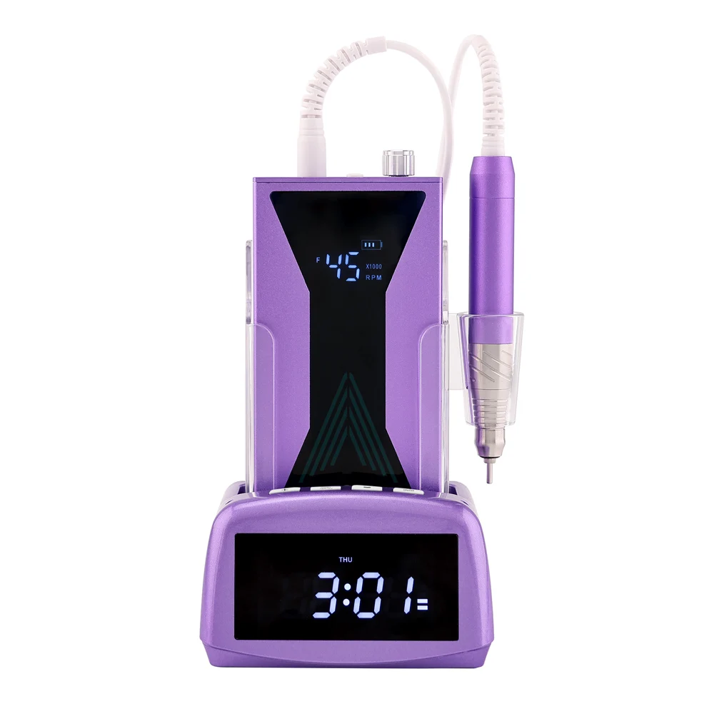 Nieuwe Borstelloze Accuboormachine 45000 RPM Oplaadbare Nagelschuurmachine Elektrische Vijlboor Frezen met Basis 85 w Hoge Snelheid 45 K