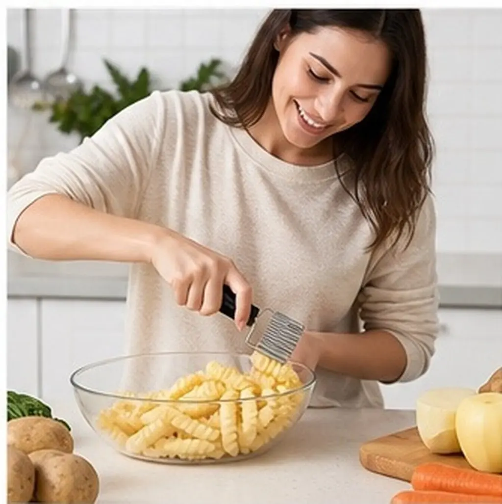Stainless Steel Crinkle Cutters Wavy Slicer for Potato Vegetable Fruit Mushroom Soap Salad Fancy Knife