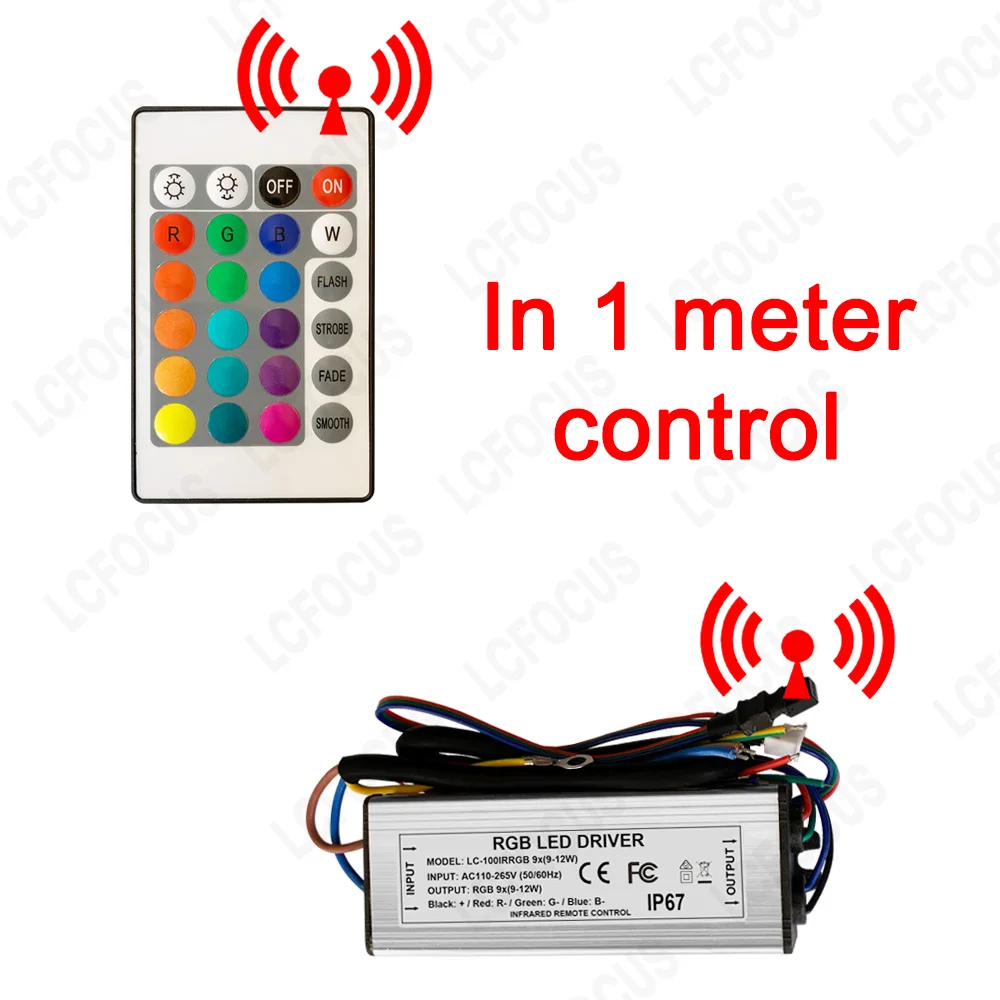 

10W 20W 30W 50W 100W RGB LED Driver Waterproof IP67 Power Supply Adapter Infrared Remote Control AC85-265V Lighting Transformer