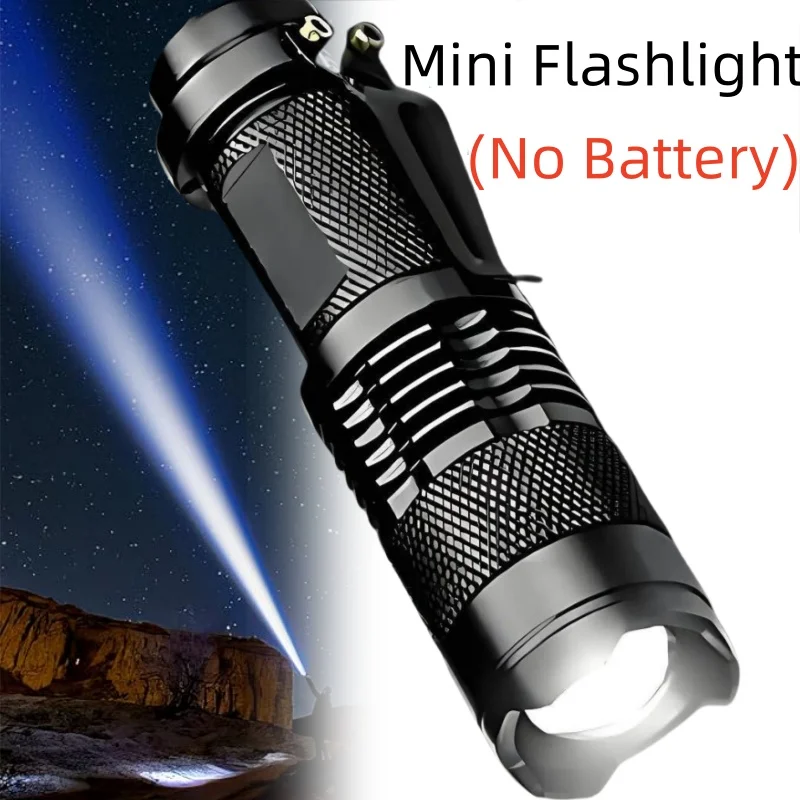 AODTOSIP 1PC New High Strong Power Mini LED Flashlight Battery Powered with Clip Adjustable Focus Tactical Torch Light