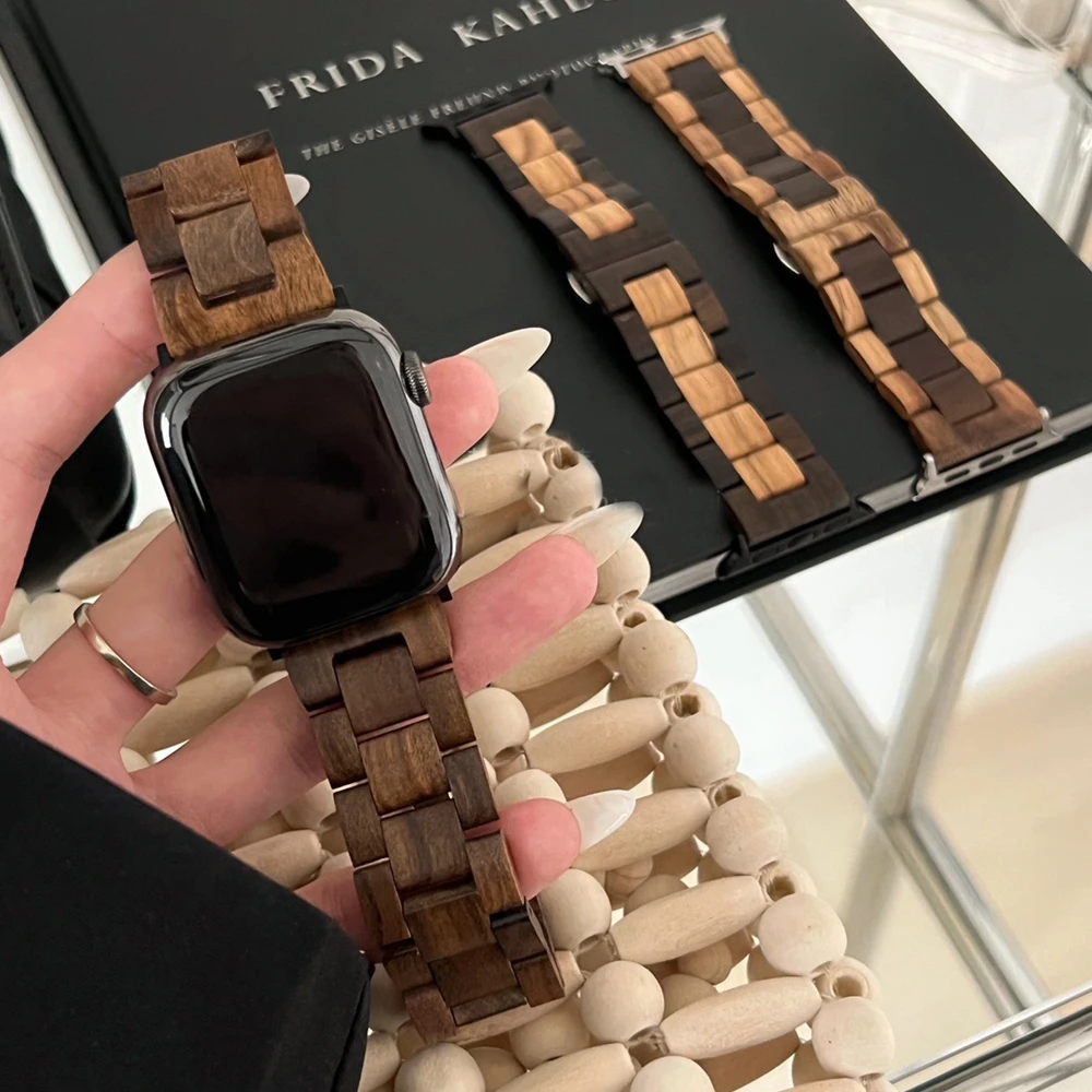 Original Wooden Band for Apple Watch Ultra 49mm SE 44 40mm 38 42MM Correa Wood Luxury Bracelet iWatch Series 5 4 6 5 7 8 41 45mm