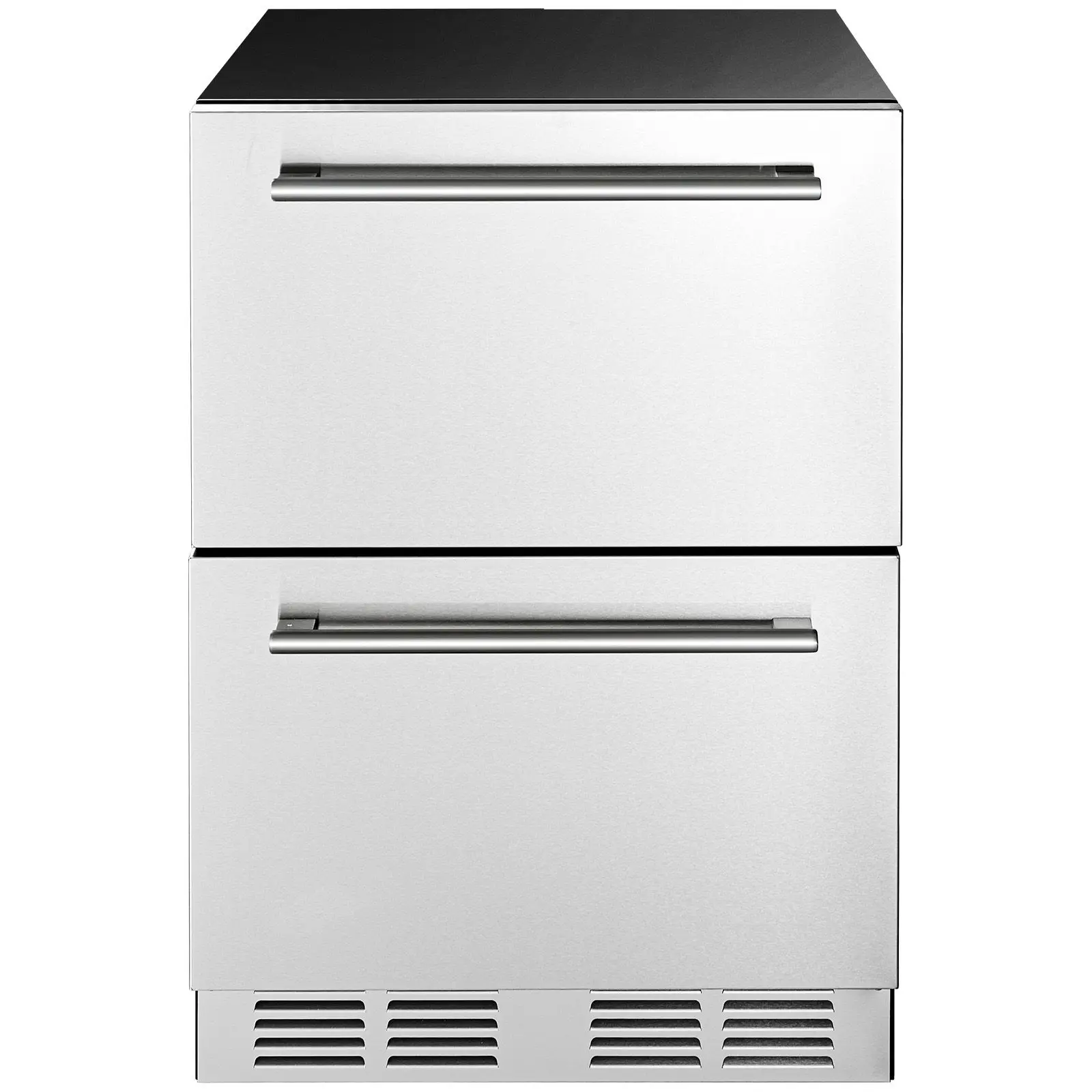 24 Inch Under Counter Drawer Refrigerator, Stainless Steel Dual Drawer Fridge with Temperature Control, Outdoor Refrigerator