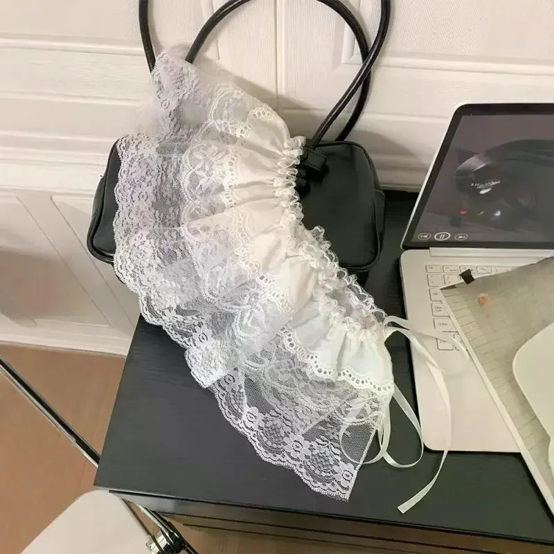 패션 레이스 불규칙 스커트 커튼 화이트 플라워 레이스 메쉬 하프바디 스커트 여성 여름 바지 청바지 장식 밑단