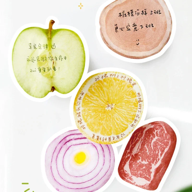 Notas Adhesivas Kawaii de frutas, Bloc de notas autoadhesivas divertidas, 30 piezas