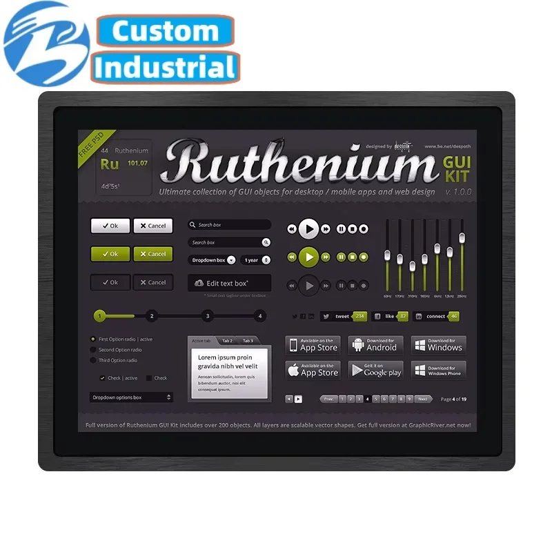 2025 15 Inch HD VGA Waterproof Pure Flat Touch Screen Panel Embedded Industrial Grade LCD Industrial Computer Accessory