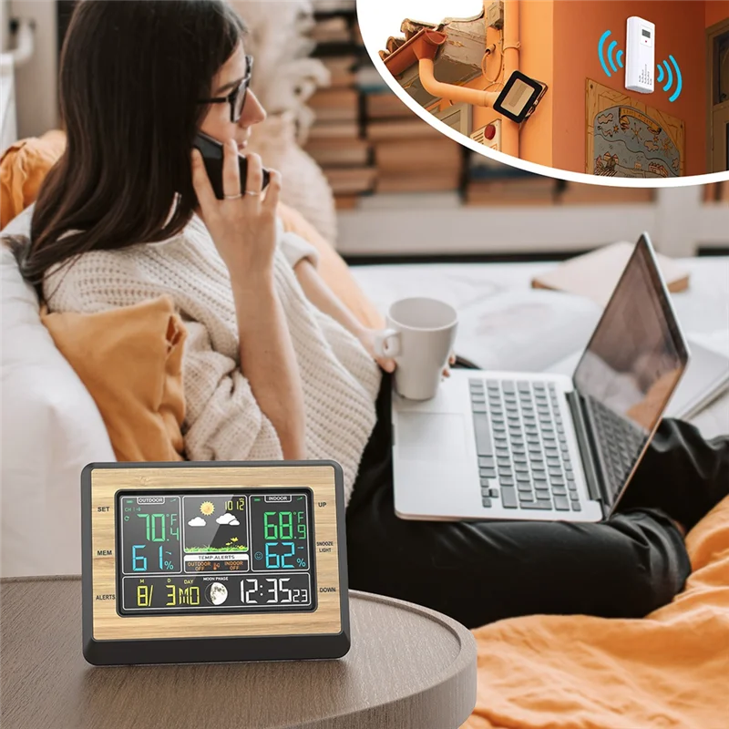 

-A12R Wireless Weather Station 6 Inch Color Screen Digital Temperature Humidity Meter Weather Forecast Station With Sensor