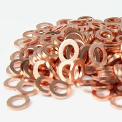 30pcs Copper Spacer Washer Gasket Nut and Bolt Set Flat Ring Seal Assortment Kit M4/5/6/8/9/10/1/14/16/18 For Sump Plugs Oil