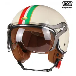 3/4 Open Face Motorcycle Helmet DOT Approved Retro Chopper Vintage Casque Capacete De Moto Men Women Scooter Motorbike casco ECE