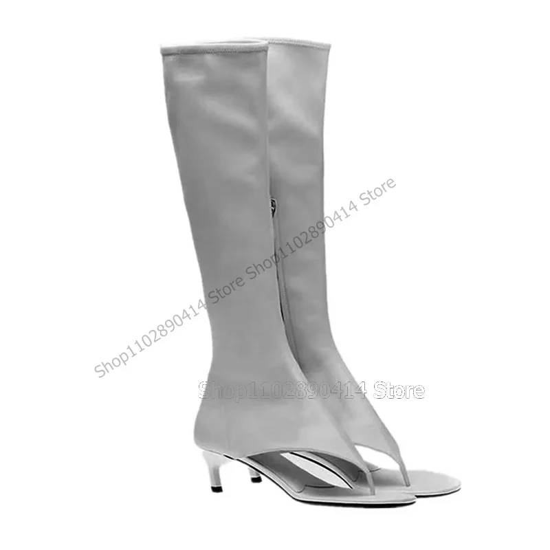 Black Split Toe Knee High Runway Boots Side Zipper Women Shoes Stilettos Heels Fashion Party Banquet 2023 Zapatos Para Mujere