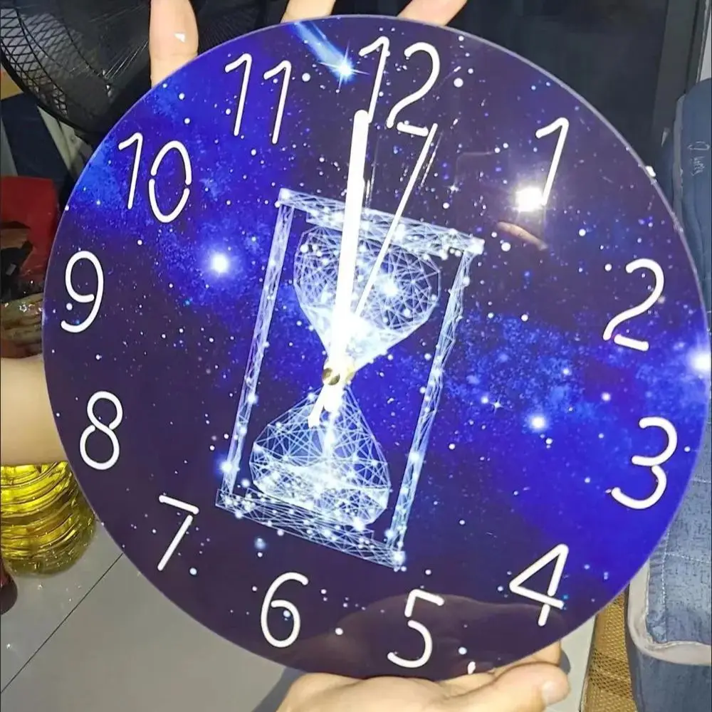 12 Inch Silent Quartz Hourglass Scenery Wall Clock Round Digital Modern Wall Clock Not Ticking Wall Clock Bedroom Living Room