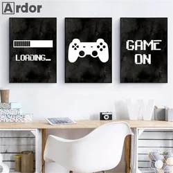 Play Kids Gaming Canvas Art Print Game Loading Poster Gamer Wall Painting Black And White Nordic Wall Pictures Boys Room Decor
