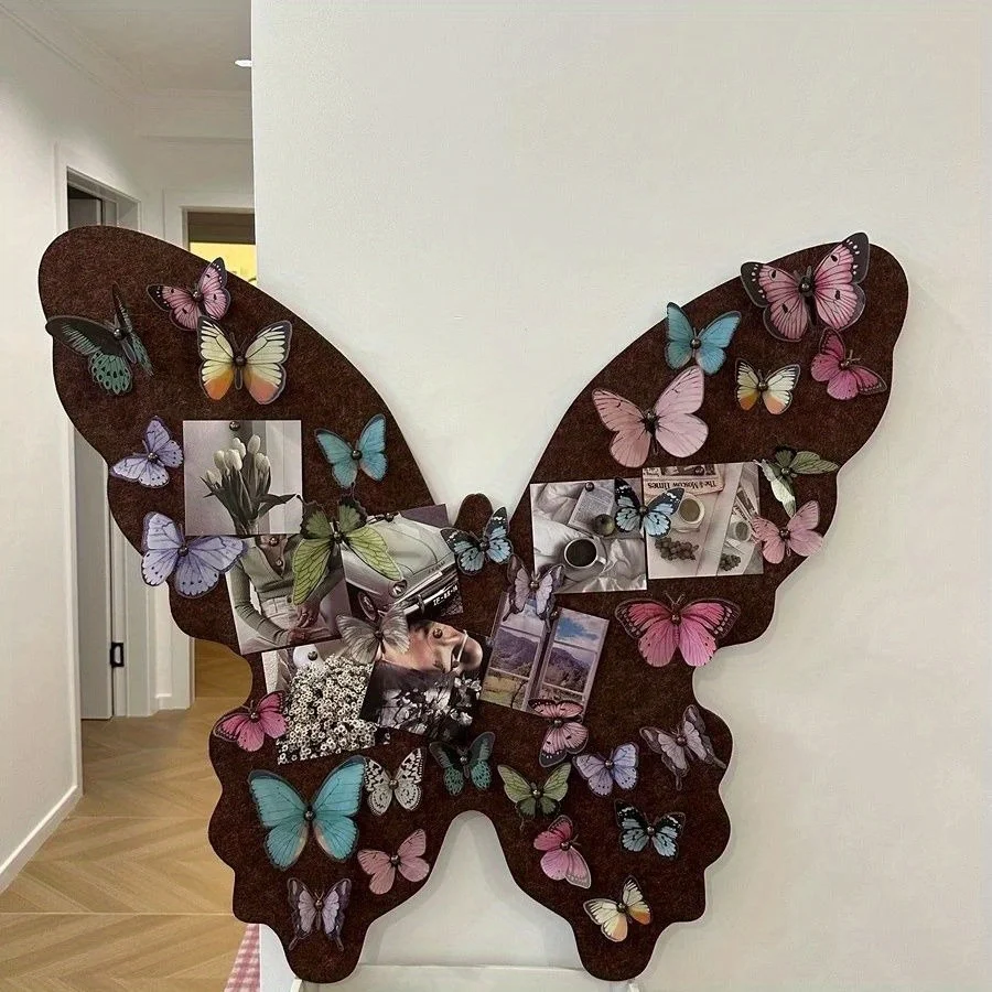Butterfly Shaped Felt Photo Board Decorative Wall Pin Board DIY Aesthetic Bulletin Board For Bedroom