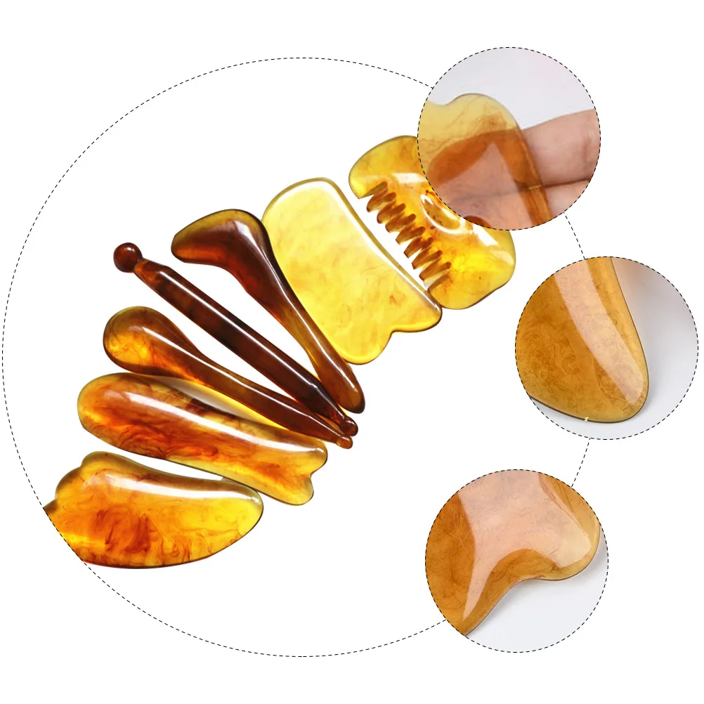 7 قطعة مجموعة أدوات الوجه السلس الراتنج جواشا مكشطة للوجه الجسم سبا الرعاية كشط عصا العضلات كشط لوحة الإغاثة #6