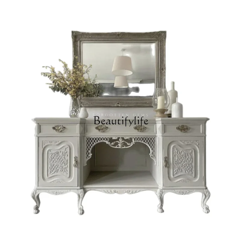 

2 yj15 French Classical Solid Wood Decorative Cabinet Modern American Country Style White Chest of Drawers