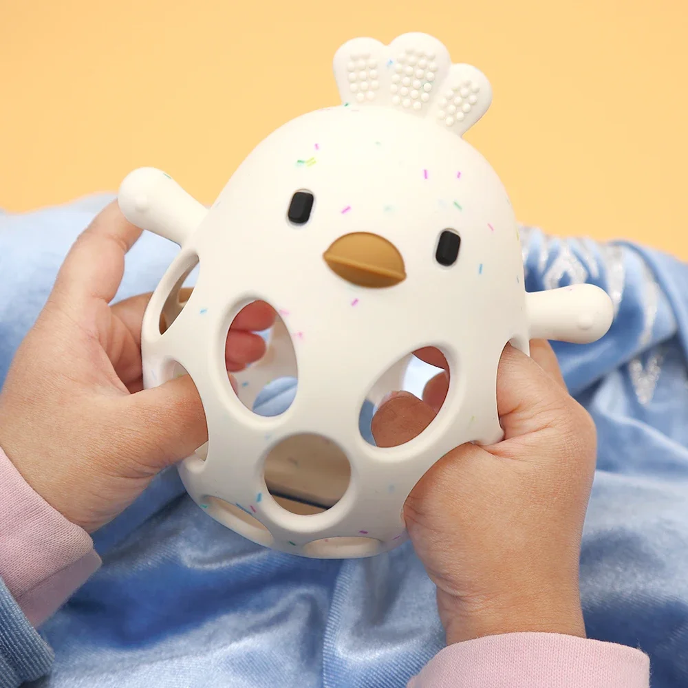

1PC Baby Silicone Teether Toys Cartoon Chick Shape Toys Hollow Out Baby Care Equipment Chewing Training Baby Products