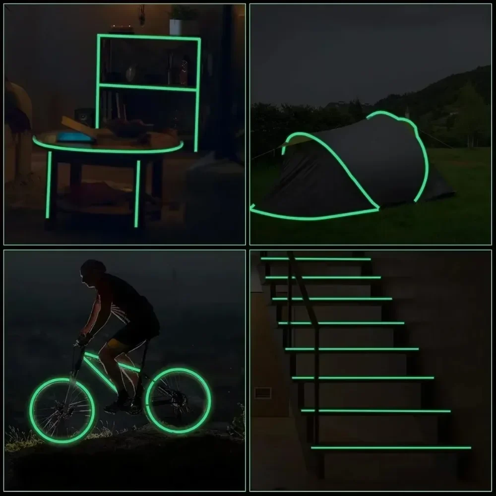 Luminous Tape Staircase Fire Warning Sticker, Stage Green Fluorescent Anti-collision Warning Sticker, Bicycle Reflective Sticker