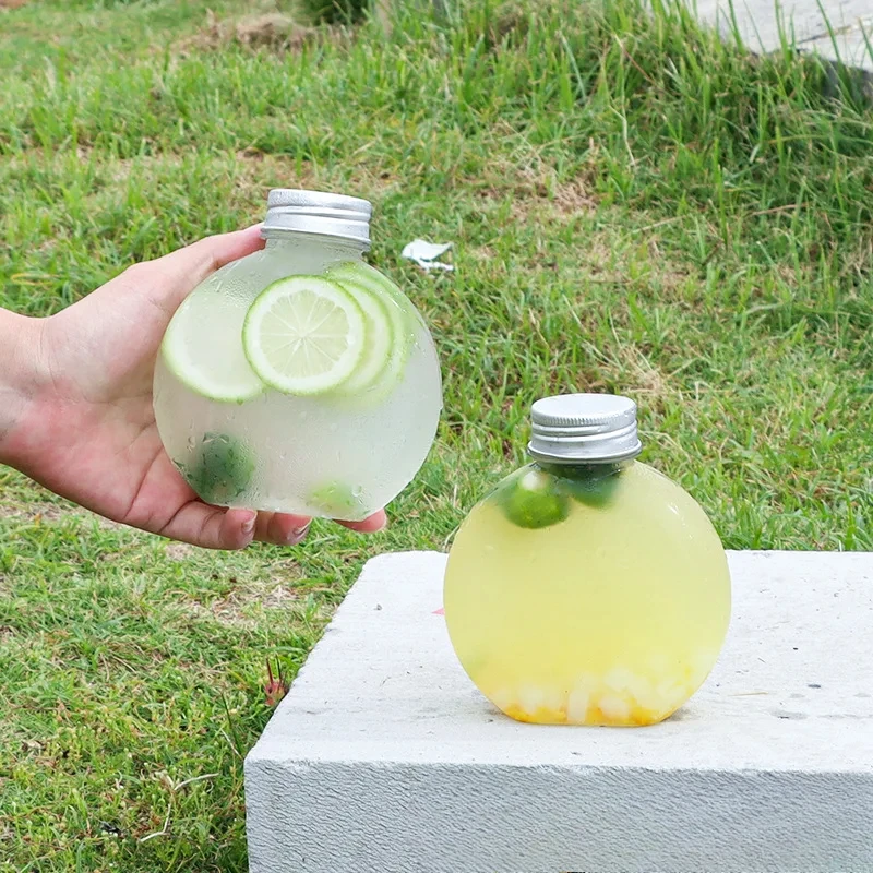 10Pcs 300ml Plastic ball Shape Bottles For Drinks Storage Containers Drinking Water Bottles Plastic Water Bottle With Lids Caps