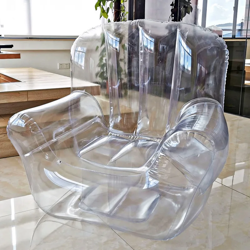 Transparent inflatable sofa PVC air cushion, outdoor leisure single lounge chair, suitable for beach pool parties