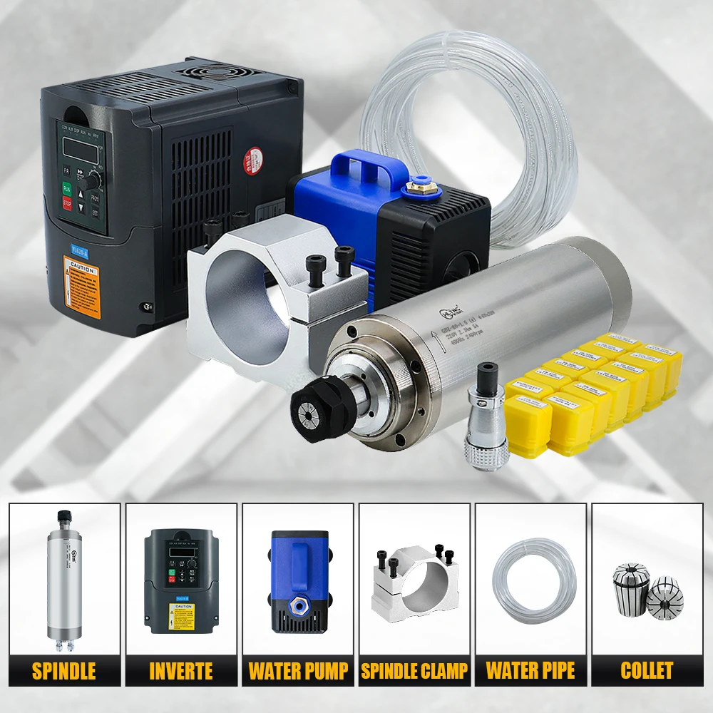 Verkoop Waterkoeling Spindel Motor Kit 2.2kw 2200w Ronde Spindel 24000 RPM + VFD Inverter Met RS485 + 13 stks ER20 Voor CNC Frezen