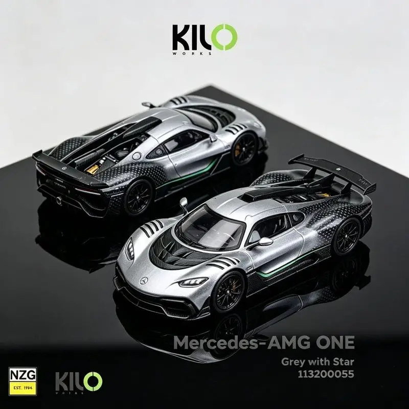 KILO Works 1/64 Mercedes-AMG ONE Grey with Star Silver Star Diecast Car Model Alloy Simulation Collection Toy Gift For Boys