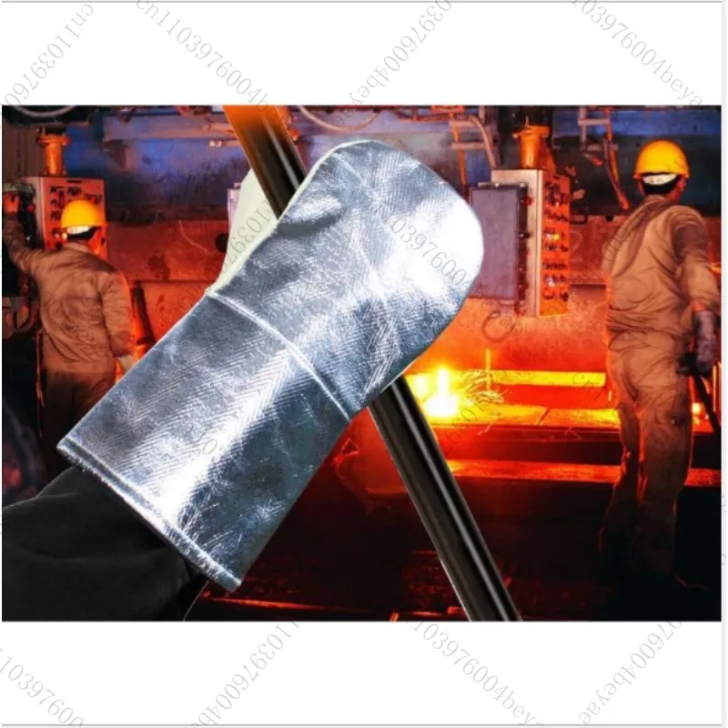 0207 Fireproof lined aluminum foil coated 36CM 700 degree high temperature resistant gloves