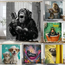 African Animal Elephant Lion Tiger Giraffe Pattern Shower Curtain Leopard Wolf Bathroom Bathtub Decor Gift Waterproof Curtains